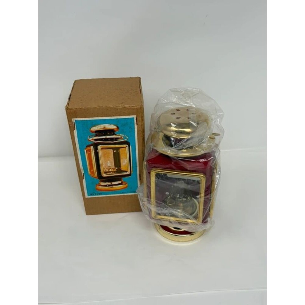 Vintage Interpur Colonial Carriage Hurricane Oil Lantern RedBrass Lamp new